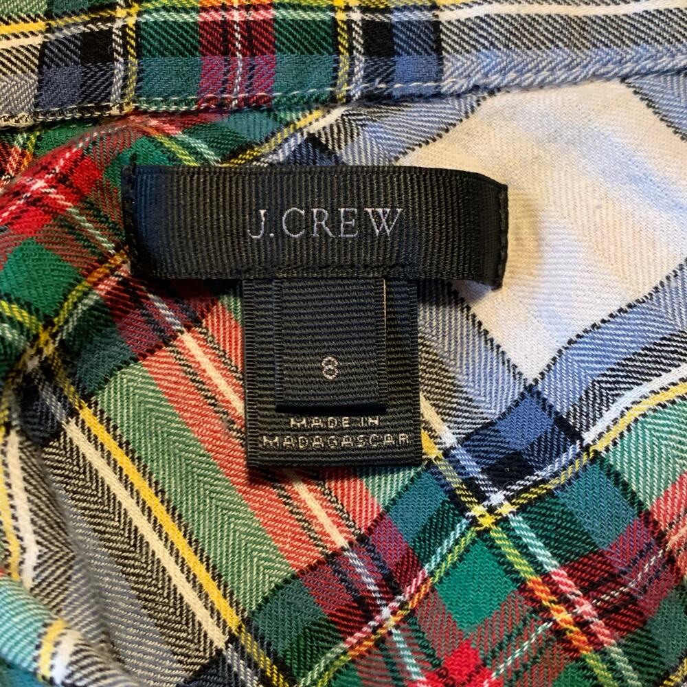 J. Crew White Stewart Tartan Plaid Button Down Shirt Size 8 - Picture 8 of 8